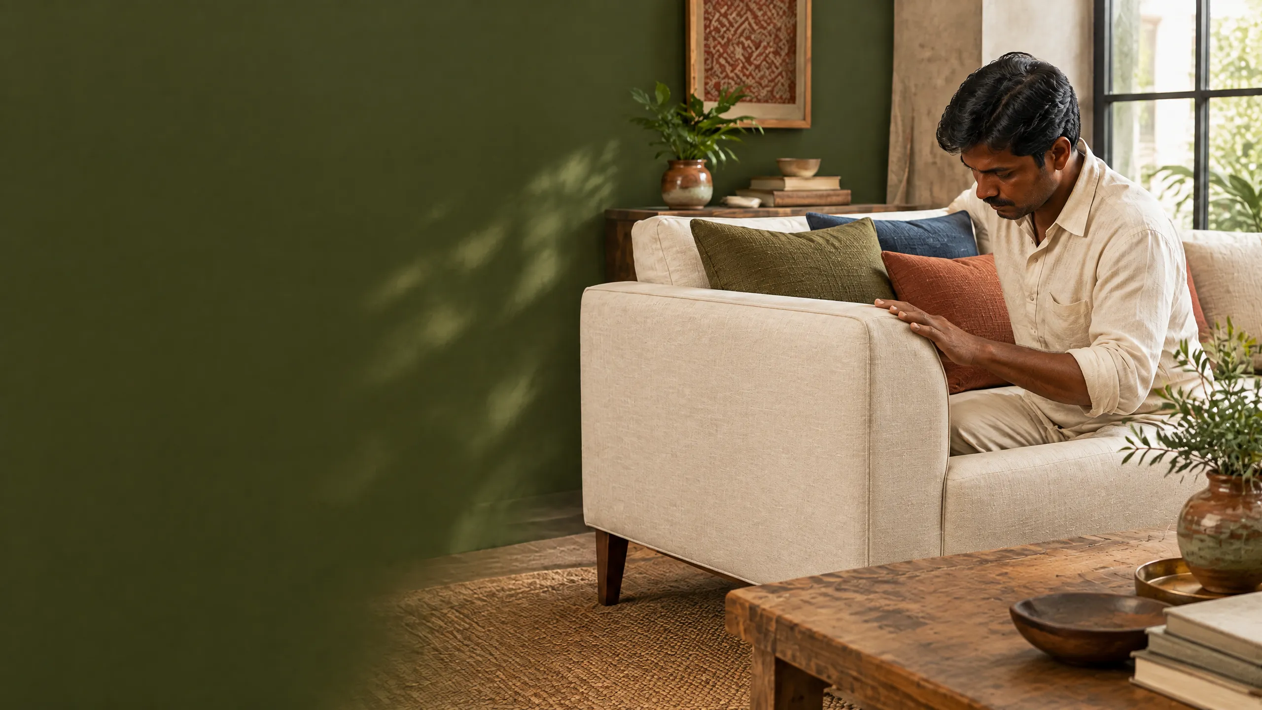 Freshly refreshed sofa in an Indian home